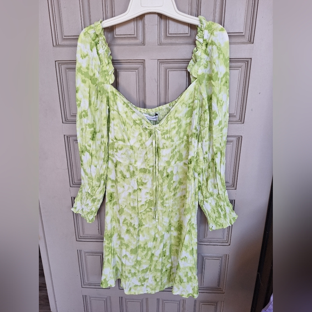 Faithful The Brand Dress Sz6 Puff Sleeve/Back Smocking Bra Form Sweetheart Front